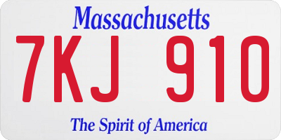 MA license plate 7KJ910