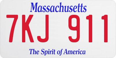 MA license plate 7KJ911