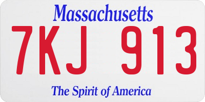 MA license plate 7KJ913