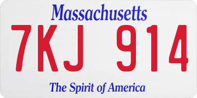 MA license plate 7KJ914