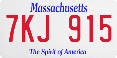 MA license plate 7KJ915