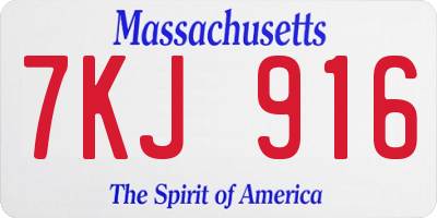 MA license plate 7KJ916