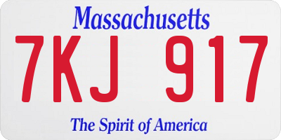MA license plate 7KJ917