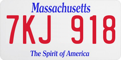 MA license plate 7KJ918