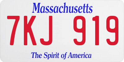 MA license plate 7KJ919
