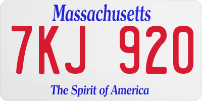 MA license plate 7KJ920