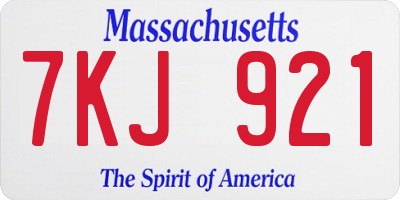 MA license plate 7KJ921