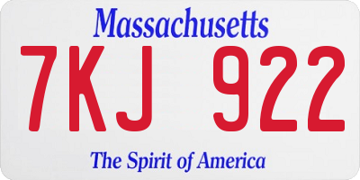MA license plate 7KJ922