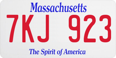 MA license plate 7KJ923