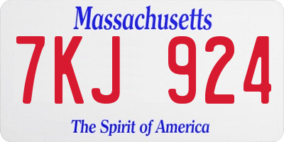 MA license plate 7KJ924