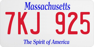 MA license plate 7KJ925