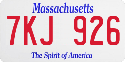 MA license plate 7KJ926