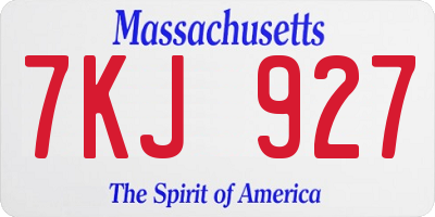 MA license plate 7KJ927