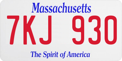MA license plate 7KJ930