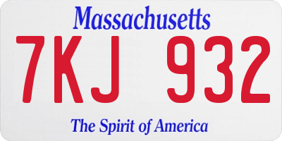 MA license plate 7KJ932