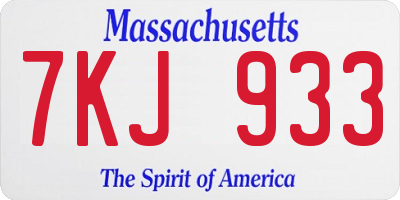 MA license plate 7KJ933