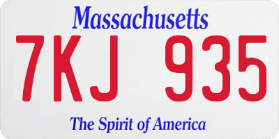 MA license plate 7KJ935