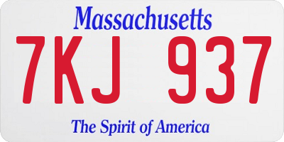 MA license plate 7KJ937