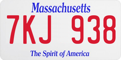 MA license plate 7KJ938