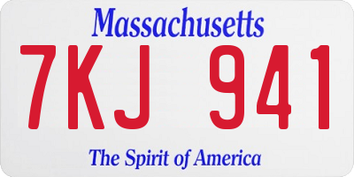 MA license plate 7KJ941