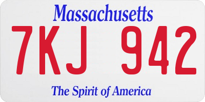 MA license plate 7KJ942