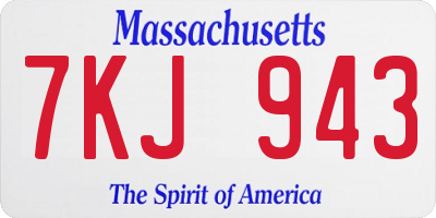 MA license plate 7KJ943