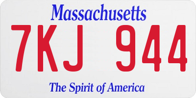 MA license plate 7KJ944