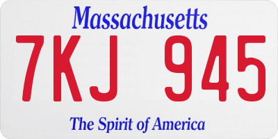 MA license plate 7KJ945