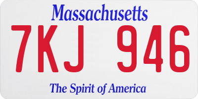 MA license plate 7KJ946