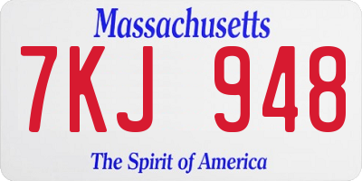 MA license plate 7KJ948