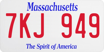 MA license plate 7KJ949