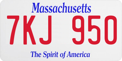 MA license plate 7KJ950