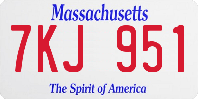 MA license plate 7KJ951