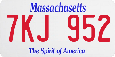 MA license plate 7KJ952