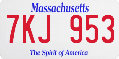 MA license plate 7KJ953