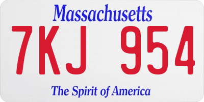 MA license plate 7KJ954