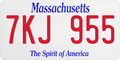MA license plate 7KJ955