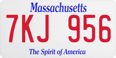 MA license plate 7KJ956