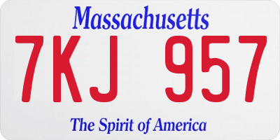 MA license plate 7KJ957