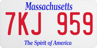 MA license plate 7KJ959