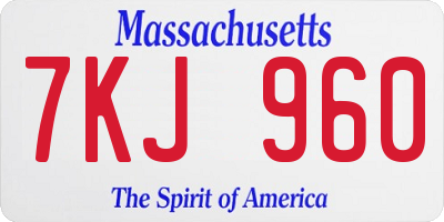 MA license plate 7KJ960
