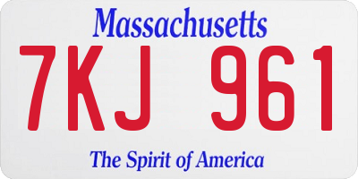 MA license plate 7KJ961