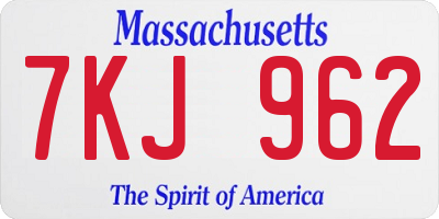 MA license plate 7KJ962