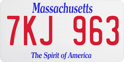 MA license plate 7KJ963