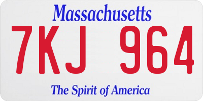 MA license plate 7KJ964