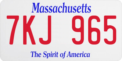MA license plate 7KJ965