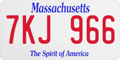 MA license plate 7KJ966