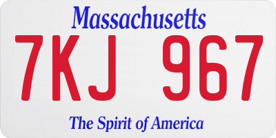 MA license plate 7KJ967