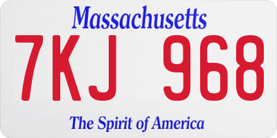 MA license plate 7KJ968