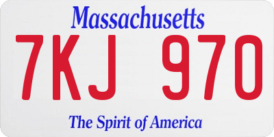 MA license plate 7KJ970